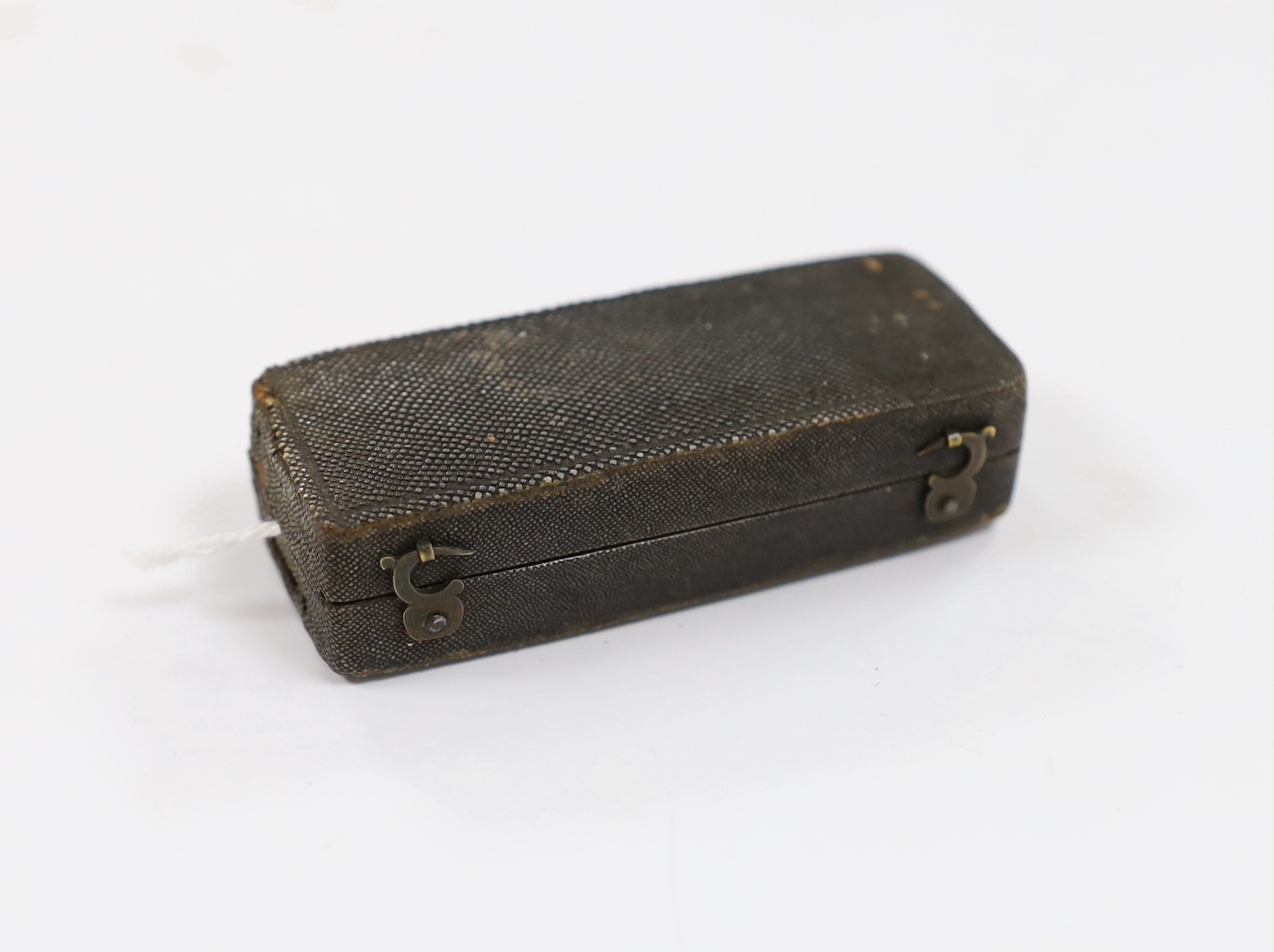 A late 18th century shagreen cased set of toothpicks, etc. case 7.5cm